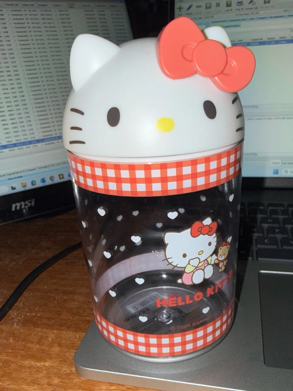 Sanrio Hello Kitty Clear Storage Jar with Red Bow Accent